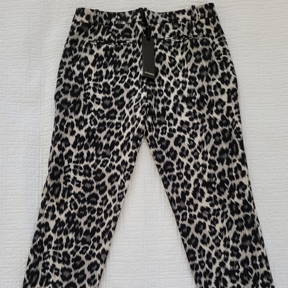 Pinko Women Black Leopard Print Pants - Picture 3 of 15